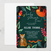 Invitation Baby Shower Faune de la Jungle (Devant / Derrière)