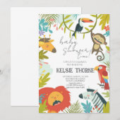 Invitation Baby Shower Faune de la Jungle (Devant / Derrière)