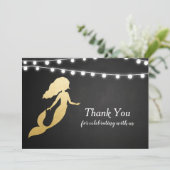 Invitation Baby shower| Faux Gold Foil Mermaid| Merci (Debout devant)