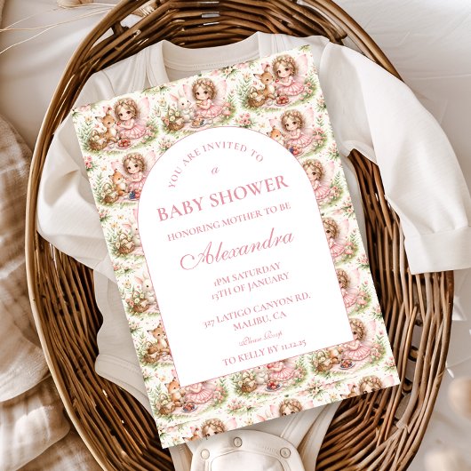 Invitation Baby-Shower Fée Élégante