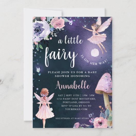 Invitation Baby shower Fée Enchantée (Devant)