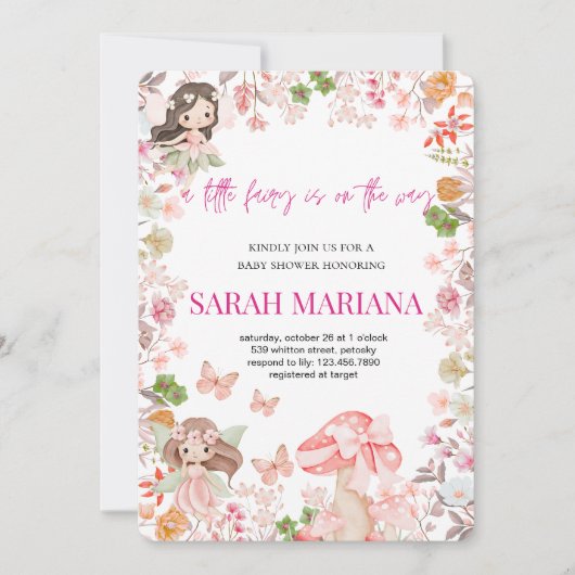 Invitation Baby Shower Fée Enchantée  (Devant)
