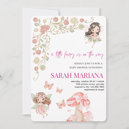 Invitation Baby Shower Fée Enchantée (Devant)