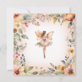 Invitation Baby shower Fée Enchantée Chute Florale Rose Fille (Dos)