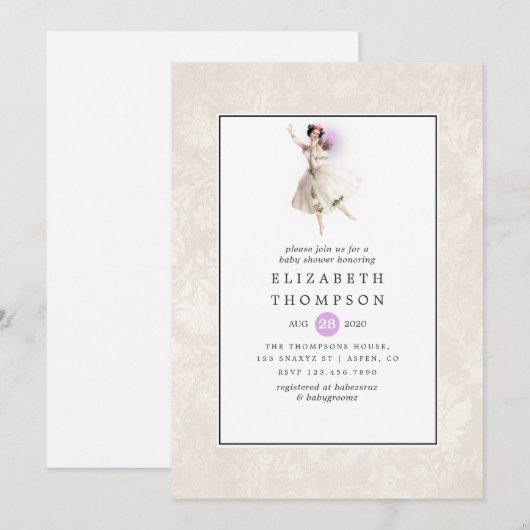 Invitation Baby Shower Fée Lumineuse (Devant / Derrière)