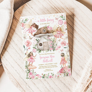 Invitation Baby shower Fée Rose Enchanted Forest Tea Party