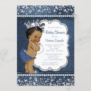 Invitation Baby shower féminin afro-américain de Denim Diamon