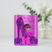 Invitation Baby shower féminin afro-américain léopard rose (Debout devant)
