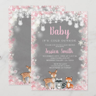 Invitation Baby shower féminin de Woodland Rose d'hiver