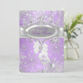 Invitation Baby shower féminin d'hiver Princesse violette (Debout devant)