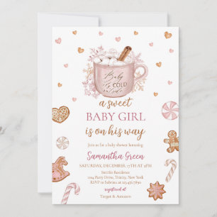 Invitation Baby shower féminin d'hiver rose