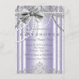 Invitation Baby Shower Féminin Lavande et Gris