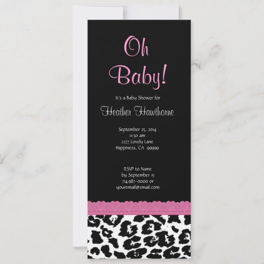 Invitation Baby shower féminin Motif Leopard V12 (Devant)