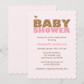 Invitation Baby shower féminin rose doux (Devant / Derrière)