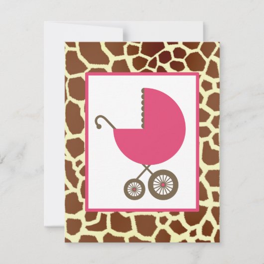 Invitation Baby shower féminin - Transport rose et Girafe Imp (Devant)