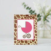 Invitation Baby shower féminin - Transport rose et Girafe Imp (Debout devant)