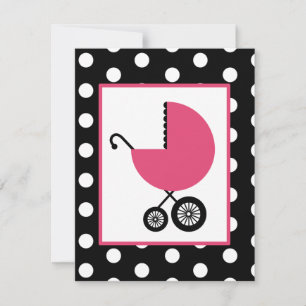 Invitation Baby shower féminin - Transport rose et Pois