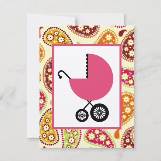 Invitation Baby shower féminin - Transport rose et rose (Devant)