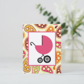 Invitation Baby shower féminin - Transport rose et rose (Debout devant)