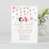 Invitation Baby shower féminine de Pink Twinkle St (Debout devant)
