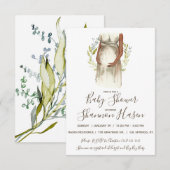 Invitation Baby shower femme enceinte aquarelle (Devant / Derrière)