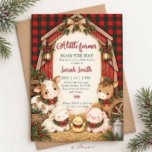 Invitation Baby Shower Ferme de Noël