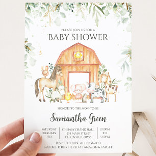 Invitation Baby Shower Ferme Genre Neutre