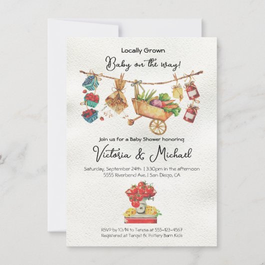 Invitation Baby shower fermier (Devant)