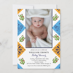 Invitation Baby shower Festif Mexicain en papier Ventilateur