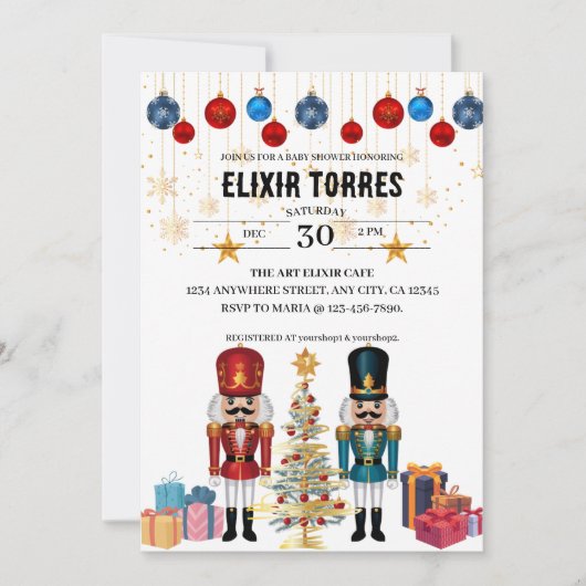 Invitation Baby shower Festif Nutcracker Ornaments (Devant)