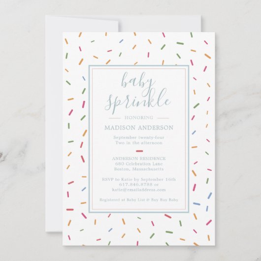 Invitation Baby Shower Fête Bébé Pailleté Coloré (Devant)