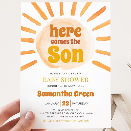 Invitation Baby-Shower Fête Bébé Soleil