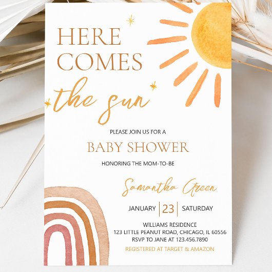 Invitation Baby-Shower Fête Bébé Soleil