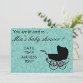 Invitation Baby shower fête bleu bébé garçon (Debout devant)