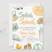Invitation Baby Shower Fête de Bébé Éclaboussure Verte (Devant)