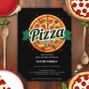 Invitation Baby Shower Fête de Pizza Moderne