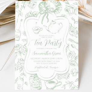 Invitation Baby Shower Fête de Thé Chinoiserie Mixte