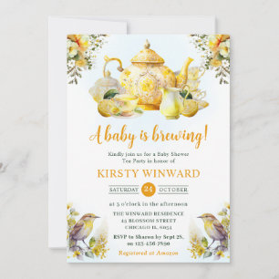 Invitation Baby Shower Fête du Thé à la Citron à l'Aquarelle