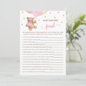 Invitation Baby shower Feud Game Teddy Bear Card (Debout devant)
