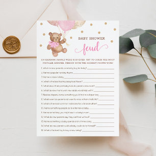Invitation Baby shower Feud Game Teddy Bear Card