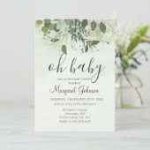 Invitation Baby Shower Feuillage Eucalyptus (Debout devant)