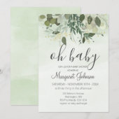 Invitation Baby Shower Feuillage Eucalyptus (Devant / Derrière)