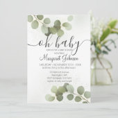 Invitation Baby Shower Feuillage Eucalyptus (Debout devant)