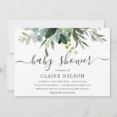 Invitation Baby Shower Feuillage Vert Eucalyptus (Devant)