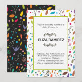 Invitation baby shower feuille à motifs (Devant / Derrière)