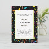 Invitation baby shower feuille à motifs (Debout devant)