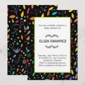 Invitation baby shower feuille à motifs (Devant / Derrière)