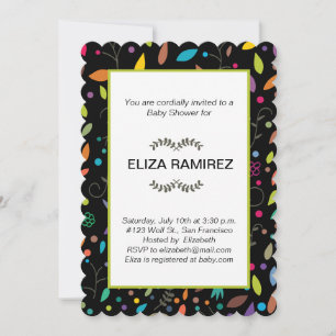 Invitation baby shower feuille à motifs