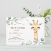 Invitation Baby shower Feuille Baby Giraffe (Debout devant)
