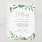 Invitation Baby shower Feuille Boho par courrier (Devant)